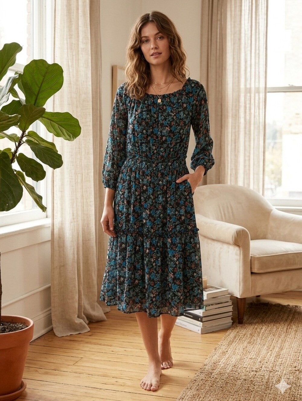Club Monaco Floral Boho Dress Size M